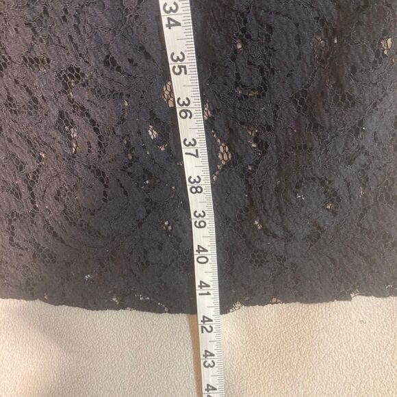 Bardot Dress 10 Black Midi Deep Plunge Lace Up Sexy Sheer Lace Cocktail Party - Picture 4 of 12